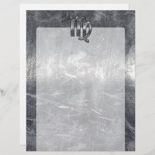 Virgo Zodiac Signing Silver Grunge Beändigter Stil (Vorne/Hinten)