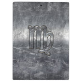 Virgo Zodiac Signing Silver Grunge Beändigter Stil Klemmbrett (Rückseite)