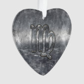Virgo Zodiac Signing Silver Grunge Beändigter Stil Ornament (Vorderseite)
