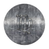 Virgo Zodiac Signing Silver Grunge Beändigter Stil Schneidebrett (Vorderseite)