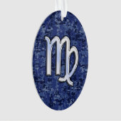 Virgo Zodiac Silver Sign auf Navy Blue Digital Cam Ornament (Vorderseite)