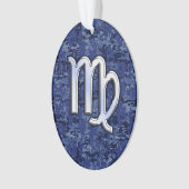 Virgo Zodiac Silver Sign auf Navy Blue Digital Cam Ornament (Vorderseite)