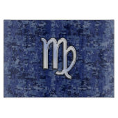 Virgo Zodiac Silver Sign auf Navy Blue Digital Cam Schneidebrett (Vorderseite)