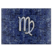 Virgo Zodiac Silver Sign auf Navy Blue Digital Cam Schneidebrett (Vorderseite)