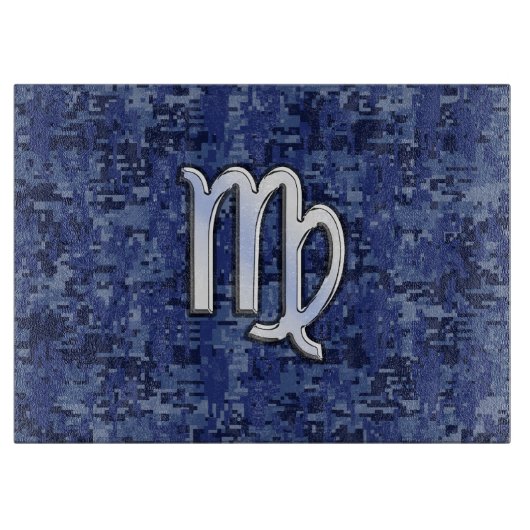 Virgo Zodiac Silver Sign auf Navy Blue Digital Cam Schneidebrett (Vorderseite)