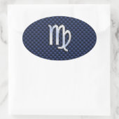 Virgo Zodiac Silver Sign Blue Carbon Fibre Print Ovaler Aufkleber (Tasche)