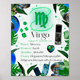 Virgo Zodiac Star Sign Y2K White 4:5 Poster
