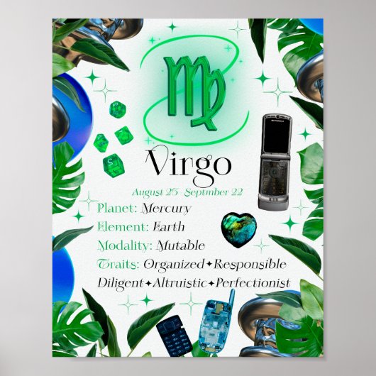 Virgo Zodiac Star Sign Y2K White 4:5 Poster (Vorne)