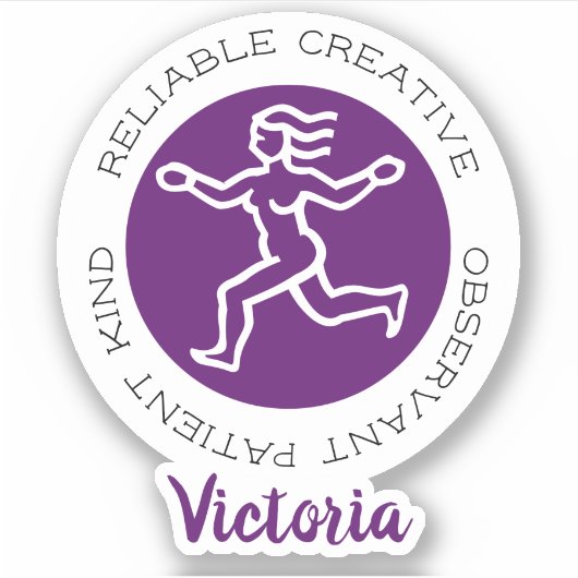 Virgo Zodiac Star Zeicheneigenschaften Lila Aufkleber (Vorderseite)