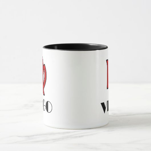 Virgo Zodiac Symbol Designer Tasse in Rot (Zentrum)