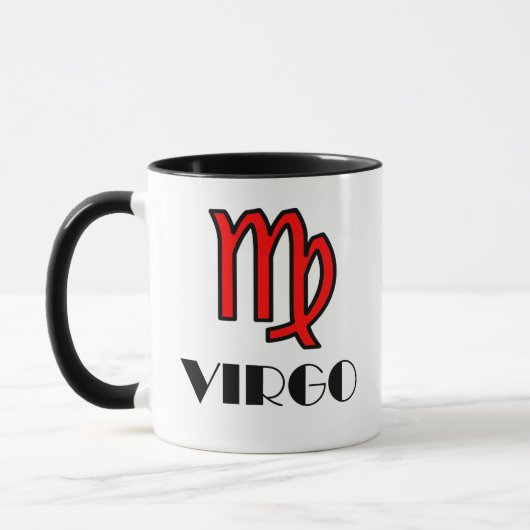 Virgo Zodiac Symbol Designer Tasse in Rot (Links)
