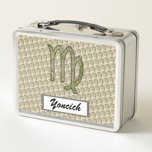 Virgo Zodiac Symbol Element von Kenneth Yoncich Metall Lunch Box (Rückseite)