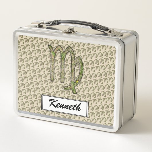Virgo Zodiac Symbol Element von Kenneth Yoncich Metall Lunch Box (Vorderseite)