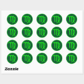 Virgo Zodiac Symbol Green Contrast Runder Aufkleber (Blatt)