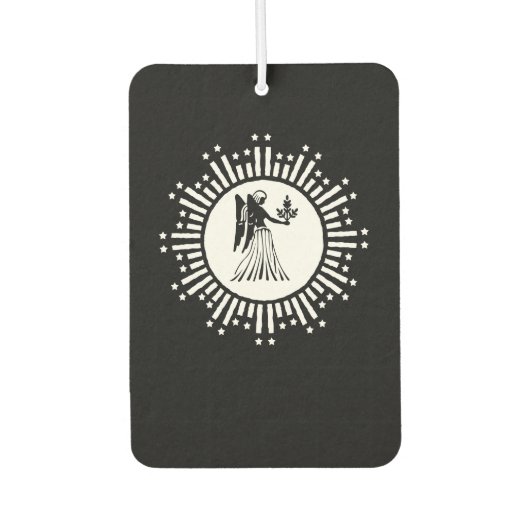 Virgo Zodiac Symbol mit Sternen & Radiant Sunburst Autolufterfrischer (Vorderseite)