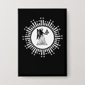 Virgo Zodiac Symbol mit Sternen & Radiant Sunburst Button (Vorderseite)