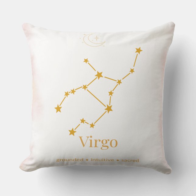Virgo Zodiac Throw Pillow – Celestial Constellatio Kissen (Vorderseite)