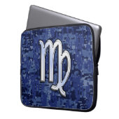 Virgo Zodiac über Navy Digital Camouflage Laptopschutzhülle (Vorderseite Links)