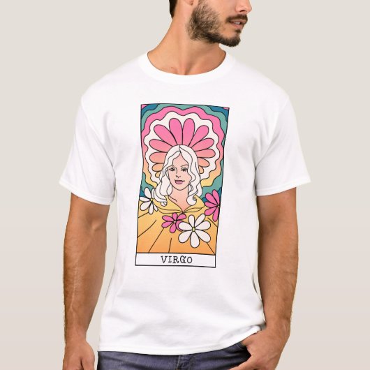 Virgo Zodiac Unterzeichnung Abstrakte Kunst Vintag T-Shirt (Vorderseite)