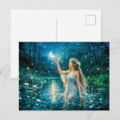 Virgo Zodiac with Moonlit Maiden Holding a Glowing Postkarte (Vorne/Hinten)