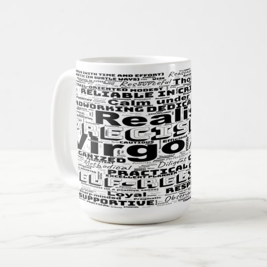 Virgo Zodiac Word Cloud Inspiration Kaffeetasse (Vorderseite Links)