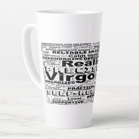 Virgo Zodiac Word Cloud Inspiration Milchtasse (Linke Ecke)