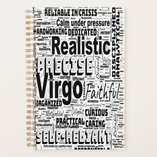Virgo Zodiac Word Cloud Inspiration Planer (Vorderseite)