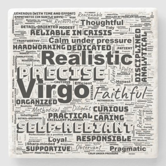 Virgo Zodiac Word Cloud Inspiration Steinuntersetzer (Vorderseite)