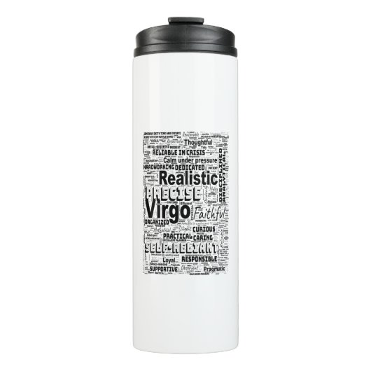 Virgo Zodiac Word Cloud Inspiration Thermosbecher (Vorderseite)