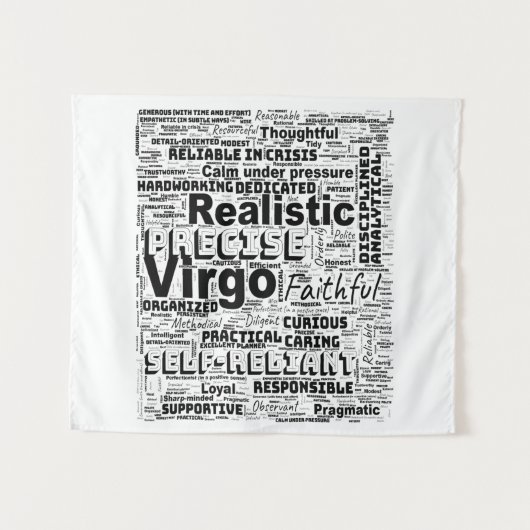 Virgo Zodiac Word Cloud Inspiration Wandteppich (Vorderseite (Horizontal))