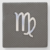 Virgo Zodiac-Zeichen auf Holzkohlefaser-Art Steinuntersetzer (Vorderseite)