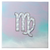 Virgo Zodiac-Zeichen auf Pastellen Nacre Style Pri Fliese (Vorderseite)
