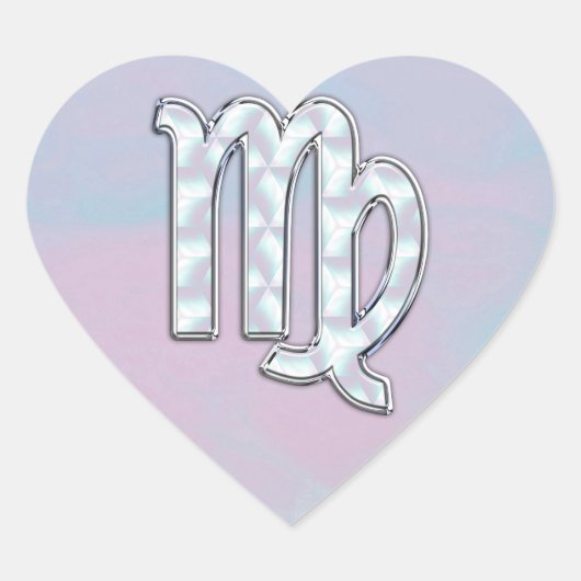 Virgo Zodiac-Zeichen auf Pastellen Nacre Style Pri Herz-Aufkleber (Vorderseite)