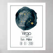 Virgo Zodiac Zeichen: Individuelle Name & Geburtst Poster (Vorne)