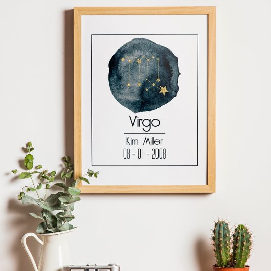 Virgo Zodiac Zeichen: Individuelle Name & Geburtst Poster