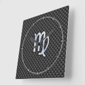 Virgo Zodiac-Zeichen Kohlenstoff-Faser drucken Quadratische Wanduhr (Winkel)