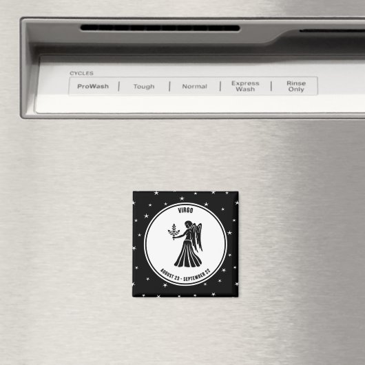 Virgo Zodiac Zeichen, Schwarz/Weiß Magnet (In Situ (Geschirrspüler))