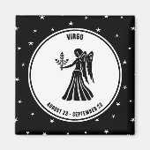 Virgo Zodiac Zeichen, Schwarz/Weiß Magnet (Vorne)