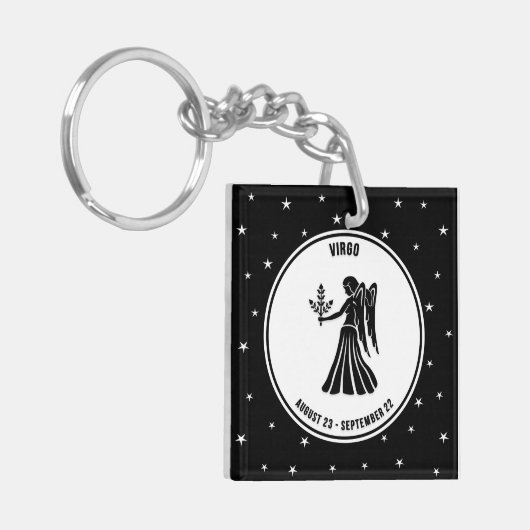 Virgo Zodiac Zeichen, Schwarz & Weiß Schlüsselanhä Schlüsselanhänger (Vorderseite links)