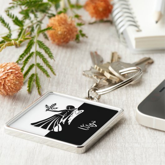 Virgo Zodiac Zeichen, Schwarz & Weiß Schlüsselanhä Schlüsselanhänger (Seite)