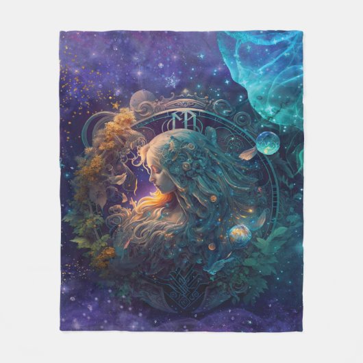 Virgo Zodiac Zeichenwasser-Farbe Design Fleecedecke (Vorderseite)