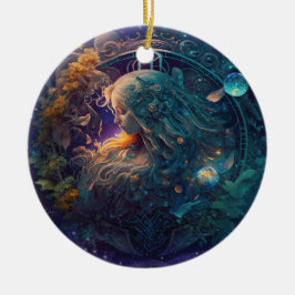 Virgo Zodiac Zeichenwasser-Farbe Design Keramik Ornament