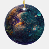 Virgo Zodiac Zeichenwasser-Farbe Design Keramik Ornament (Hinten)