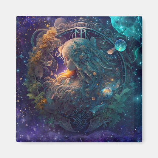 Virgo Zodiac Zeichenwasser-Farbe Design Magnet (Vorne)