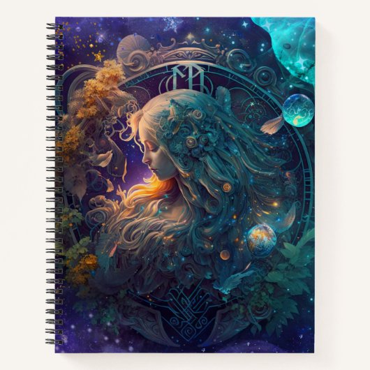 Virgo Zodiac Zeichenwasser-Farbe Design Notizblock (Vorderseite)