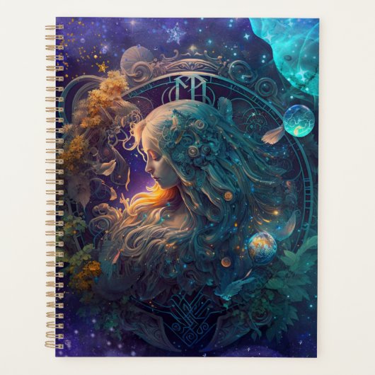 Virgo Zodiac Zeichenwasser-Farbe Design Planer (Vorderseite)