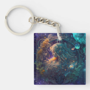 Virgo Zodiac Zeichenwasser-Farbe Design Schlüsselanhänger