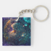 Virgo Zodiac Zeichenwasser-Farbe Design Schlüsselanhänger (Rückseite)