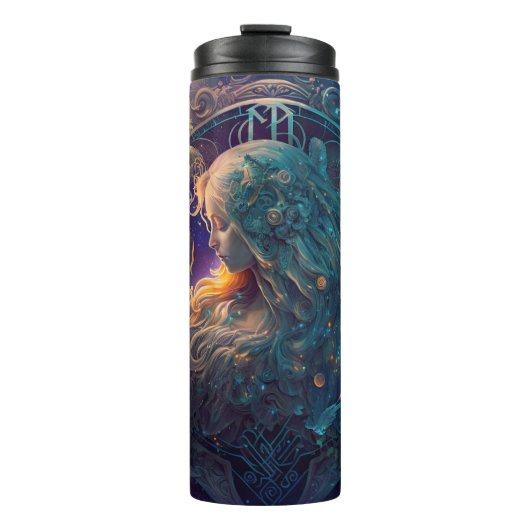 Virgo Zodiac Zeichenwasser-Farbe Design Thermosbecher (Vorderseite)