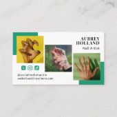 Viridian Green 3 Fotos Social Media Nail Artist Visitenkarte (Vorderseite)